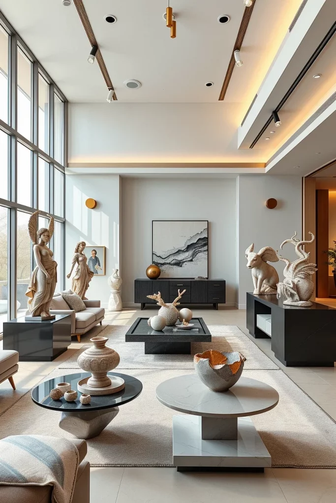 60 Sculptural And Artistic Modern Living Room Ideas For A Gallery-Inspired Home
