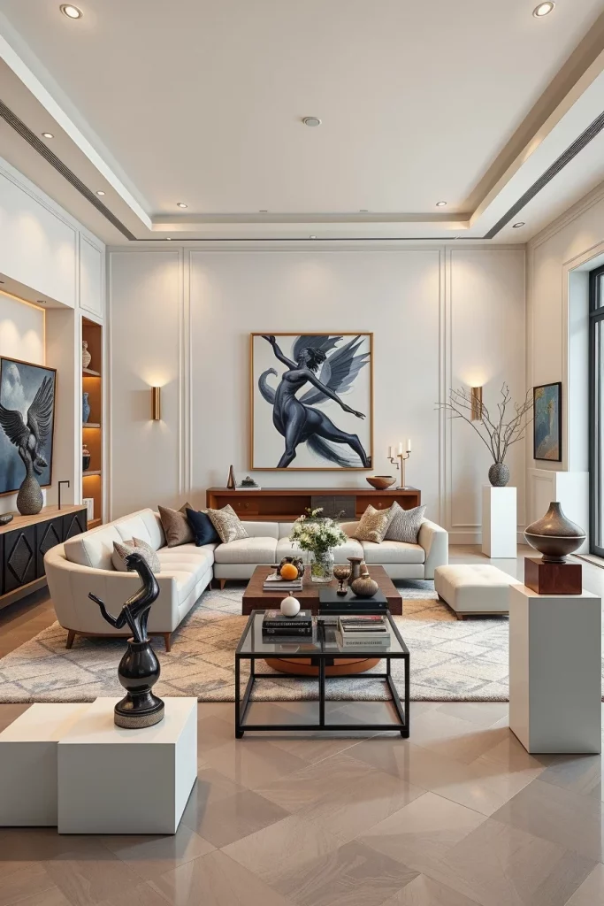 60 Sculptural And Artistic Modern Living Room Ideas For A Gallery-Inspired Home
