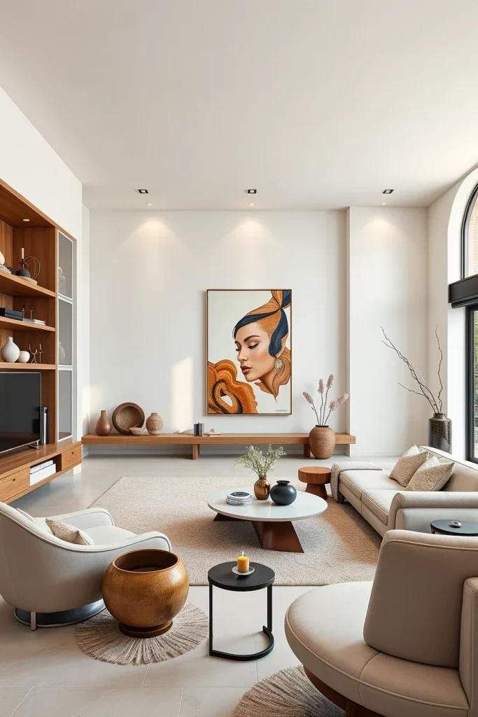 60 Sculptural And Artistic Modern Living Room Ideas For A Gallery-Inspired Home