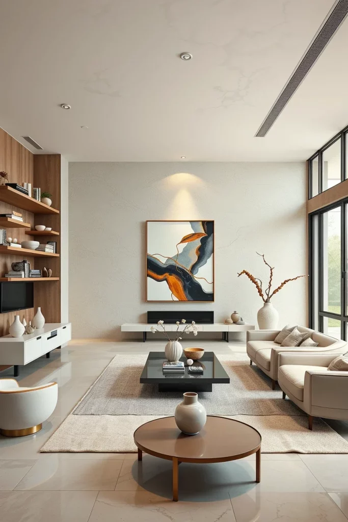60 Sculptural And Artistic Modern Living Room Ideas For A Gallery-Inspired Home