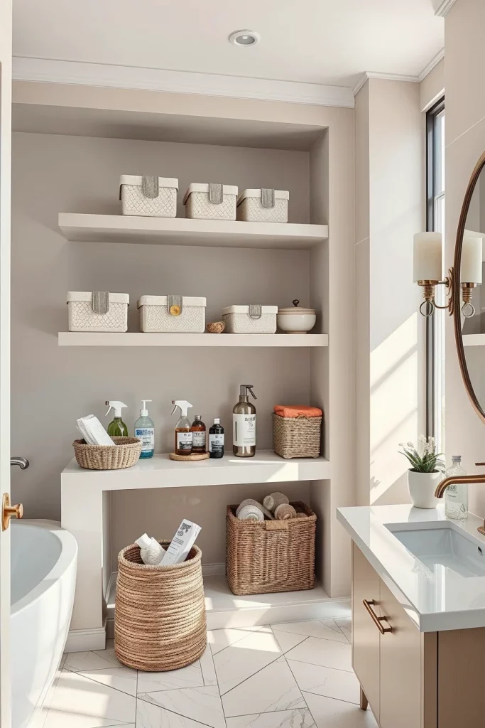 56 Bathroom Shelf Organization And Styling Ideas For A Beautiful And Organized Space