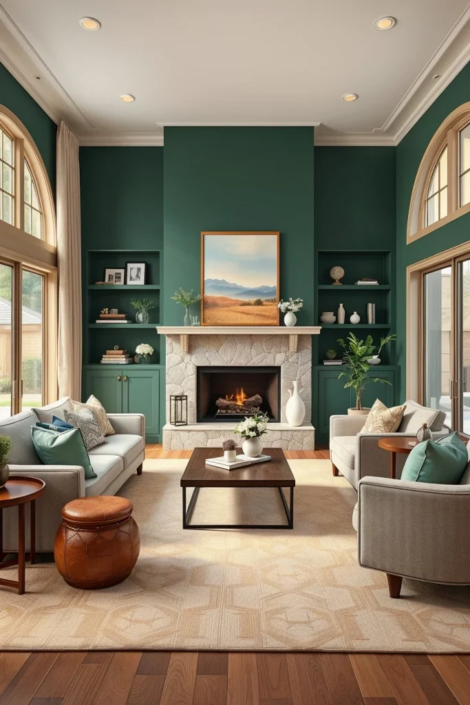 48 Jade Green Living Room for a Cozy Fall Interior