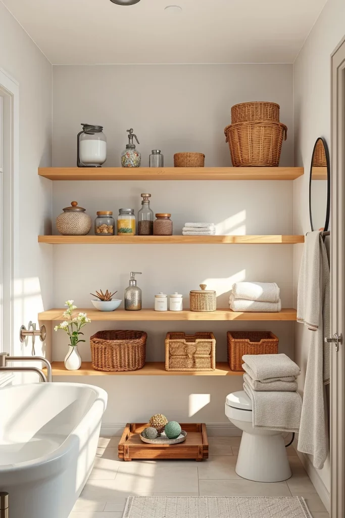 56 Bathroom Shelf Organization And Styling Ideas For A Beautiful And Organized Space