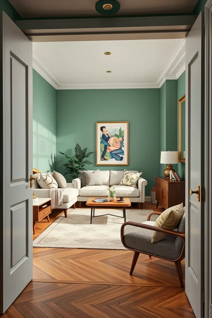 48 Jade Green Living Room for a Cozy Fall Interior