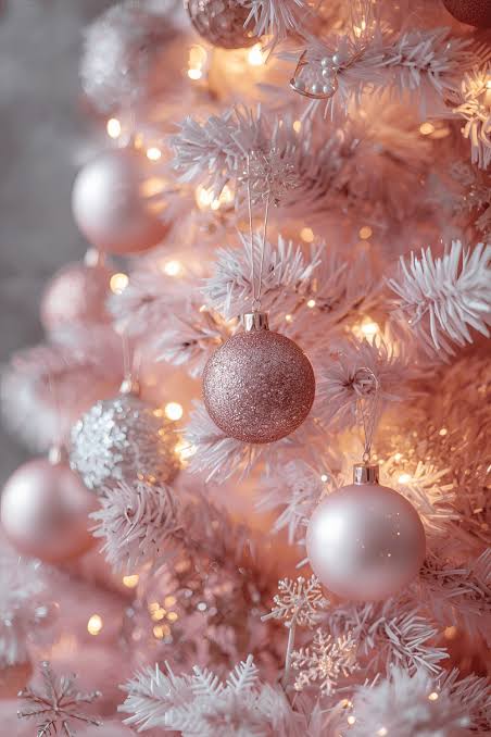 Pastel Pink Christmas Tree with Rose Gold Accents Pastel Pink Christmas Tree with Rose Gold Accents — Aesthetic Christmas Decor