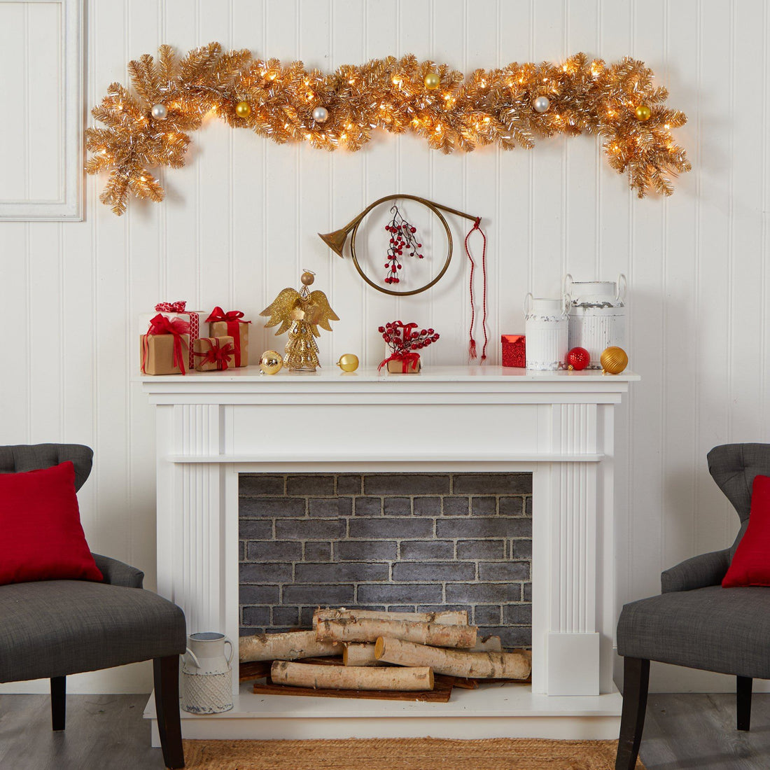 Indoor Visual Idea — Christmas Lights in Garland Indoor