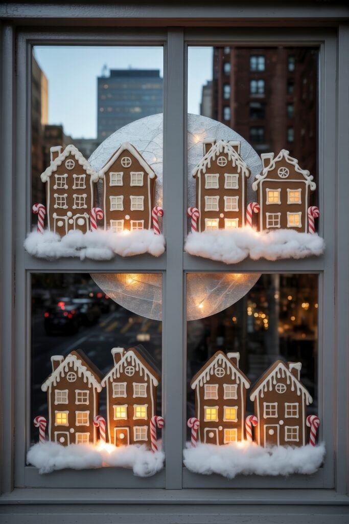 Whimsical Gingerbread House Village Window Decor Whimsical Gingerbread House Village Window Decor — Christmas Window Decor Outdoor