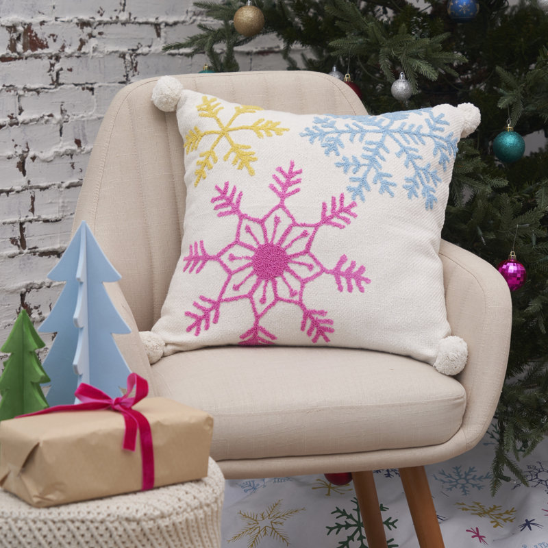 Festive Boho Armchair with Snowflake Cushion — Boho Christmas Decor