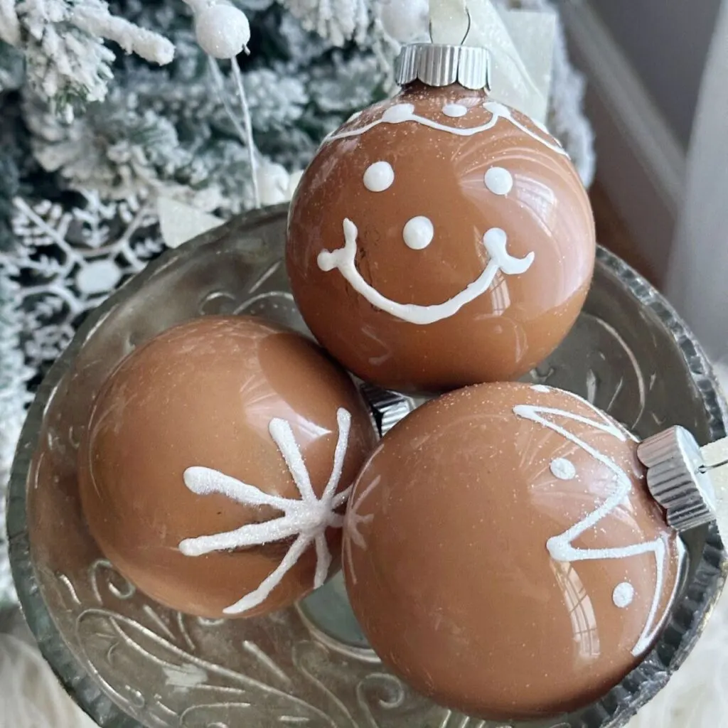 Glass Ornaments Transformed into Gingerbread Cookies — DIY Christmas Ornaments