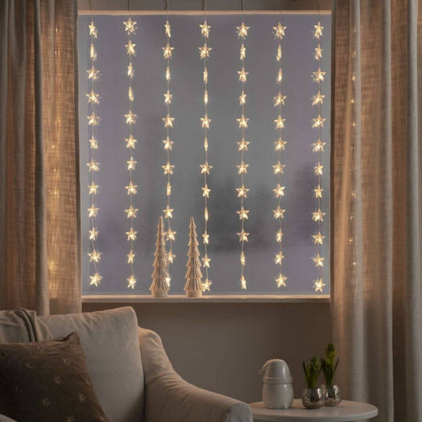 Minimalist Star Fairy Light Curtain for a Soft Holiday Glow — Christmas Fairy Lights Window
