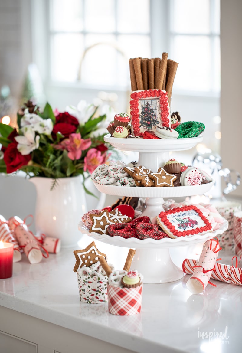 Festive Cookie Tower: A Three-Tiered Christmas Display — Christmas Dessert Table