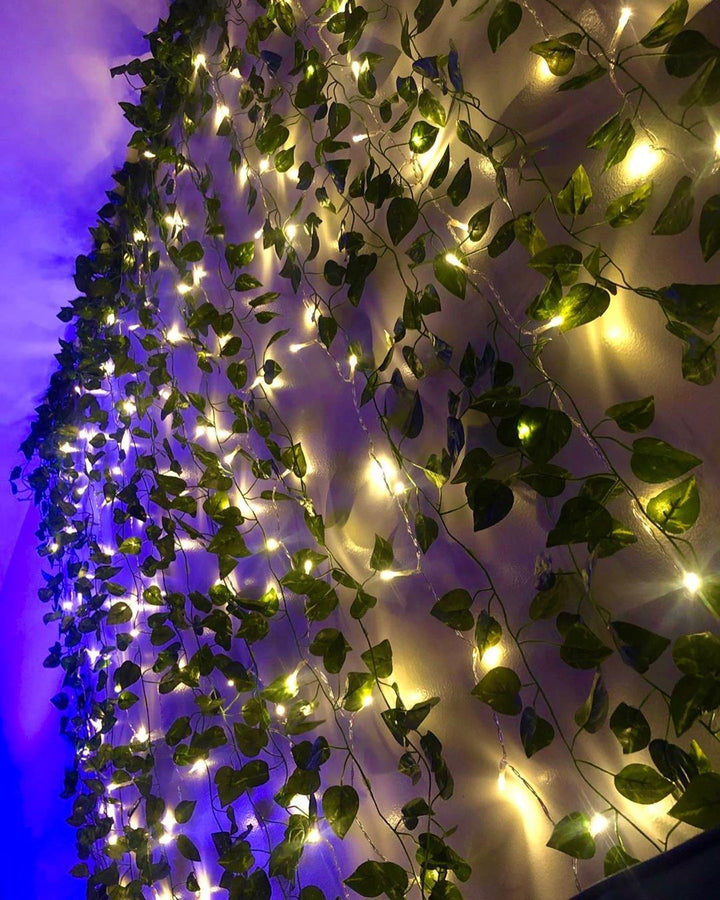 Boho Bedroom with Natural Ivy String Lights Boho Bedroom with Natural Ivy String Lights — Christmas Fairy Lights Wall