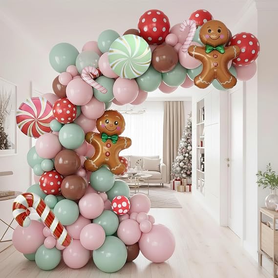 Gingerbread Christmas Balloon Garland Arch with Gingerbread Man Balloons Gingerbread Christmas Balloon Garland Arch with Gingerbread Man Balloons