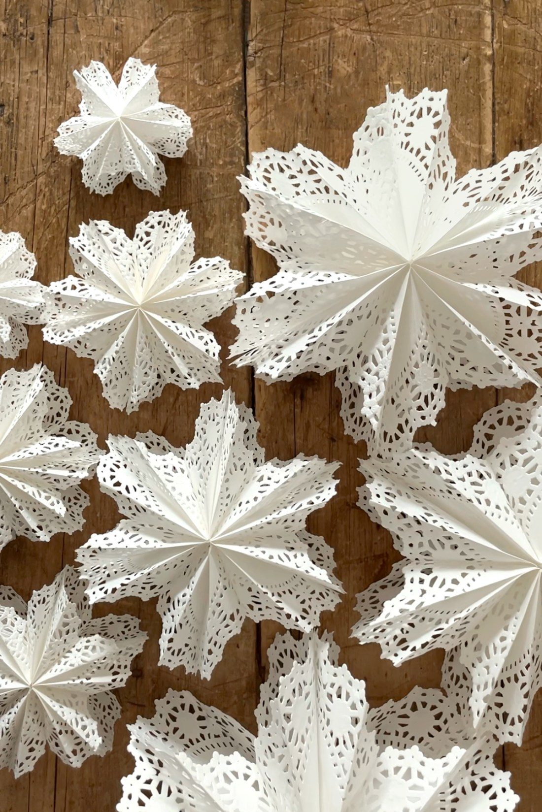 Collection of White Paper Doily Snowflakes — Paper Snowflakes