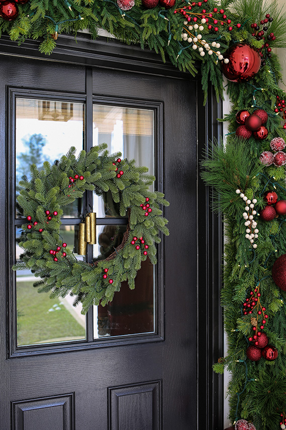 Traditional Front Door Wreath and Garland Welcome Traditional Front Door Wreath and Garland Welcome — Cozy Christmas Decor