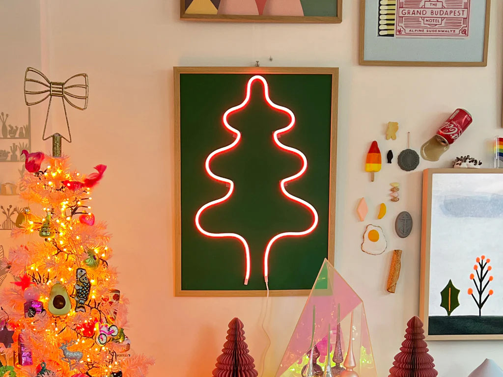 Classic Christmas Wall Display with Fairy Light Tree and Stockings Classic Christmas Wall Display with Fairy Light Tree and Stockings — Christmas Fairy Lights Wall