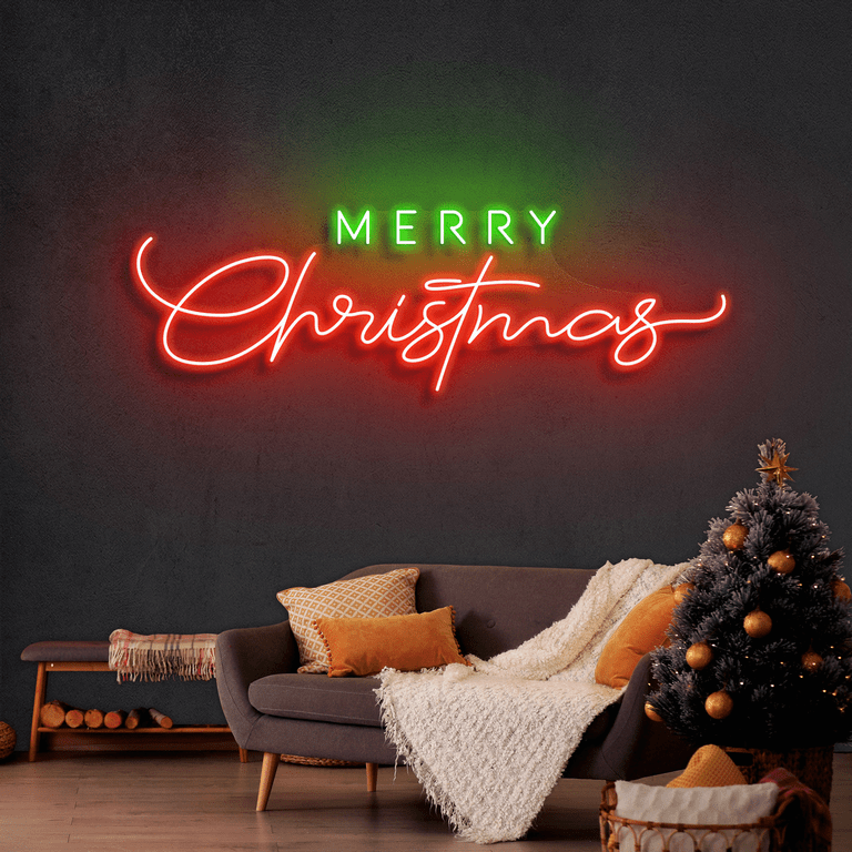 Bold Neon 'Merry Christmas' Sign — Christmas Lights Indoor