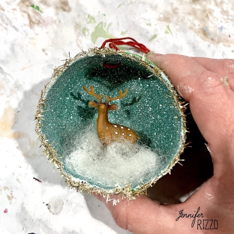 Miniature Diorama Ornaments in Glittered Shells — DIY Christmas Ornaments