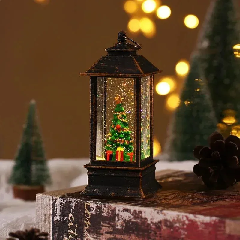 Ornate Bronze Lantern Housing a Miniature Christmas Tree — Christmas Lantern Lights
