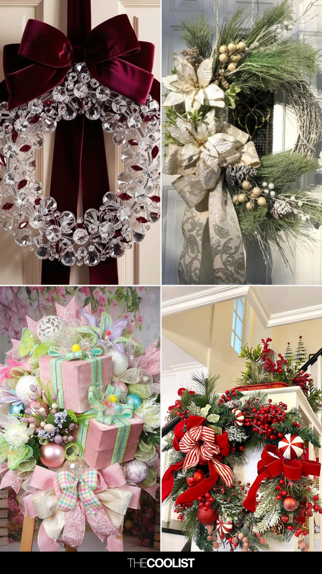 Glamorous Crystal Wreath with Velvet Bow — Christmas Wreath