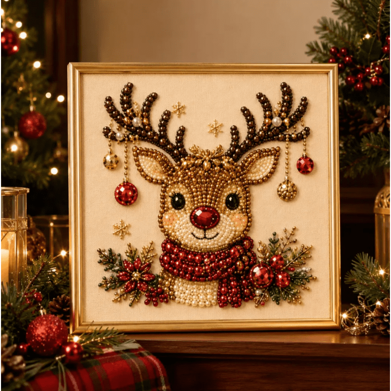 Create a Sparkling Diamond Painting Reindeer Artwork — DIY Christmas Decor