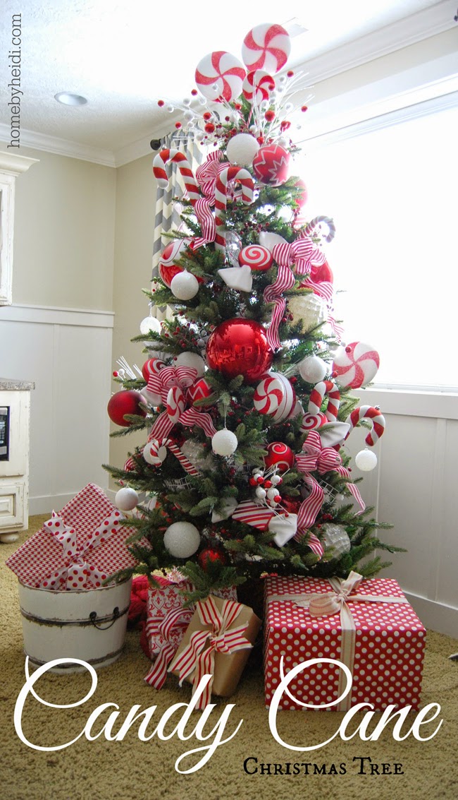 Christmas Tree Densely Decorated with Candy Canes — Candy Cane Christmas Decor