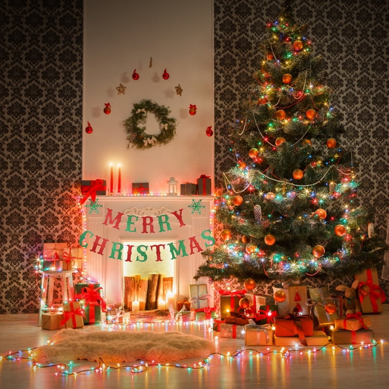 CASAFUN Red and Green Merry Christmas Banner Merry Christmas Sign Garland, Christmas Party Banner Merry Xmas Banner for Christmas Party Decorations, Xmas Holiday Mantle Fireplace Home Decor - Walmart.com
