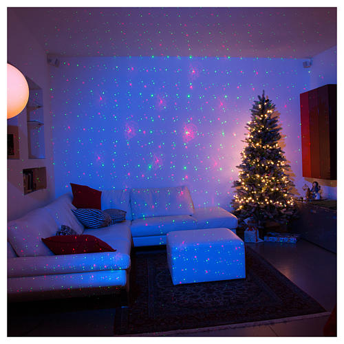 Modern Living Room with Projected Colorful Light Dots — Christmas Lights Indoor