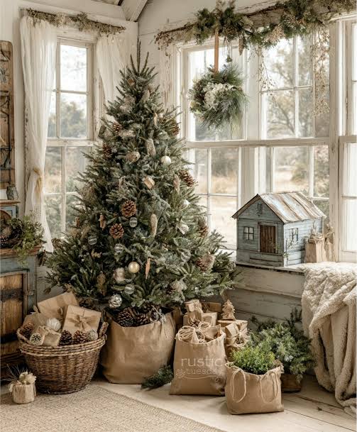 Natural Elements and Burlap Skirt Tree Natural Elements and Burlap Skirt Tree — Farmhouse Christmas Tree