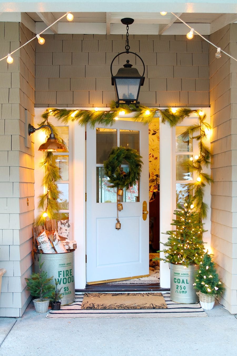 Modern Christmas Entryway with Galvanized Trees Modern Christmas Entryway with Galvanized Trees — Christmas Porch Decor