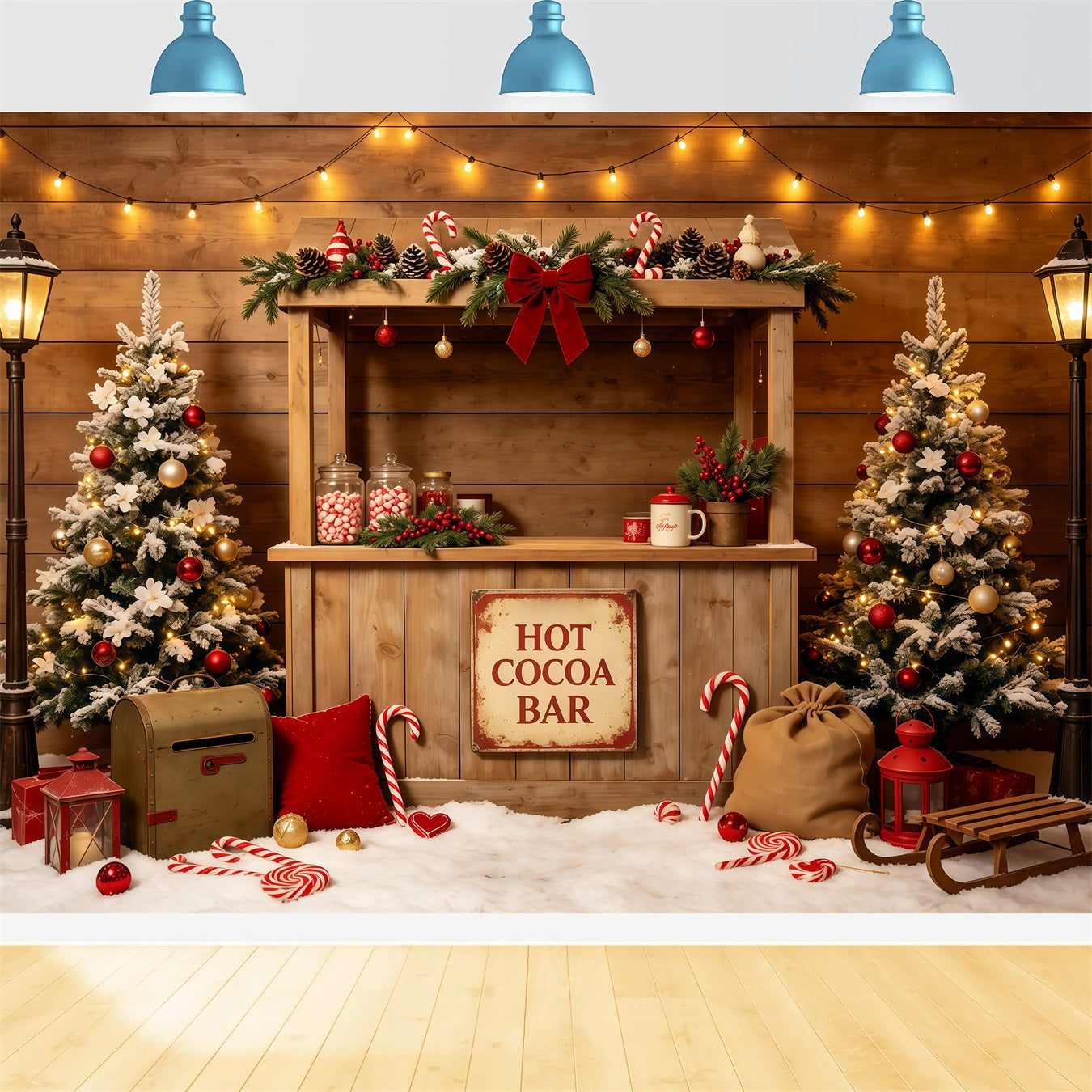 Studio Backdrop Visual Idea — Christmas Hot Cocoa Bar