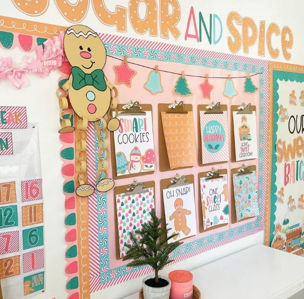 Gingerbread Theme Bulletin Board Gingerbread Theme Bulletin Board — Christmas Classroom Decor