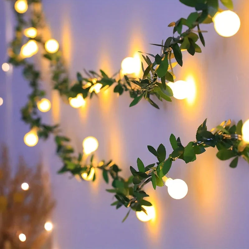 Wall Visual Idea — Christmas Lights in Garland Indoor