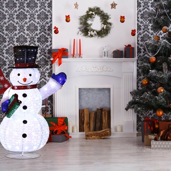 Large Light-Up White Snowman Outdoor Decoration Large Light-Up White Snowman Outdoor Decoration — White Christmas Decor