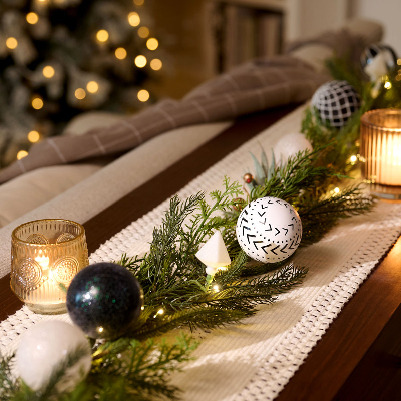 Table Runner With Garland Visual Idea — Boho Christmas Decor