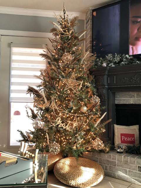 Gold Brown Green Cream Visual Idea — Boho Christmas Decor