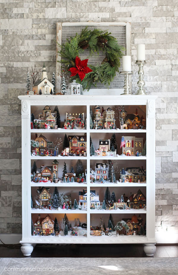 Extensive Traditional Village Scenes within a Cabinet Extensive Traditional Village Scenes within a Cabinet — Christmas Village Display