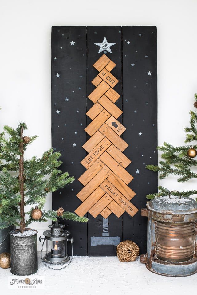 Farmhouse Pallet Wood Herringbone Tree Art — Alternative Christmas Trees