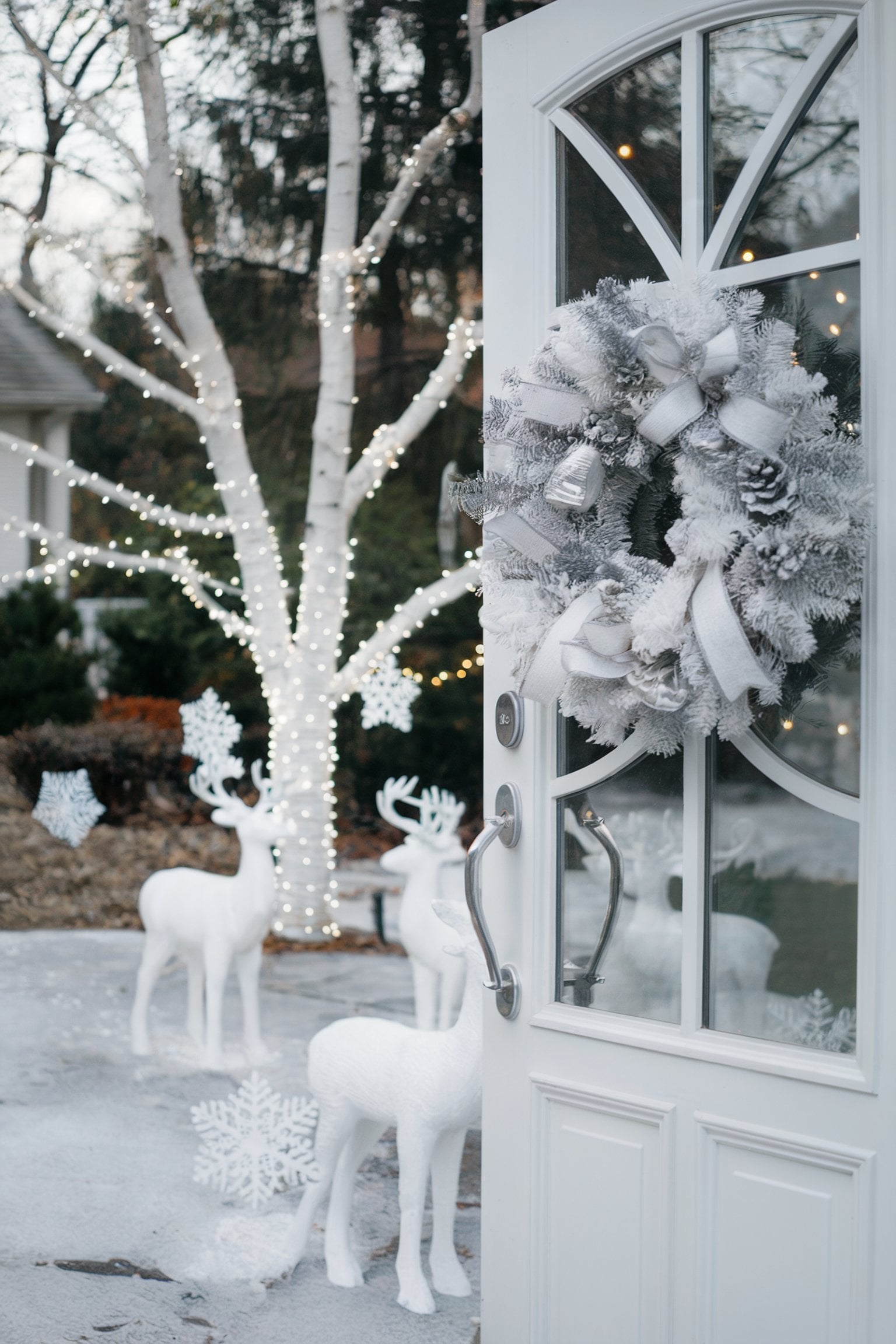 Magical Yard Display with Light-Covered Tree and Deer — Simple Christmas Outdoor Decor