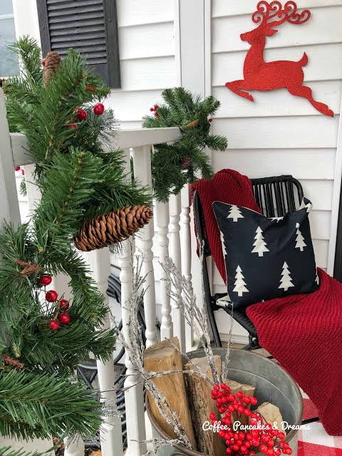 Farmhouse Front Porch with Reindeer Cutout — Simple Christmas Decor