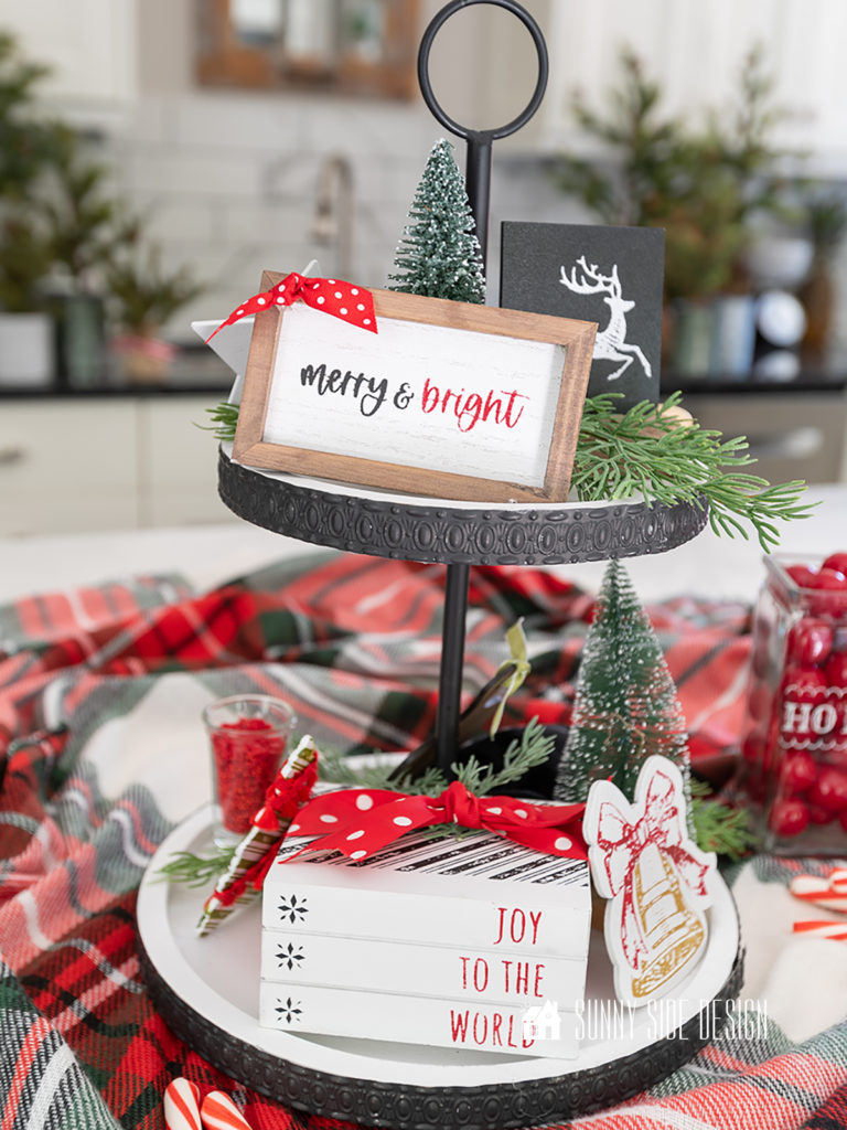 Black Farmhouse Tiered Tray with 'Merry & Bright' Accent Black Farmhouse Tiered Tray with 'Merry & Bright' Accent — Christmas Tiered Tray