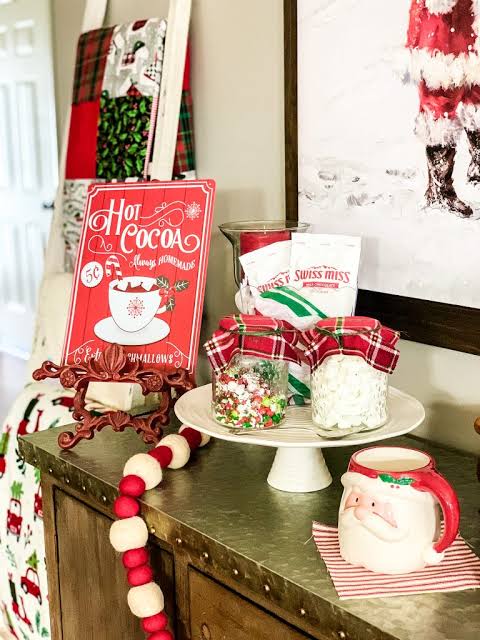 Corner Vignette With A Sign Visual Idea — Christmas Hot Cocoa Bar