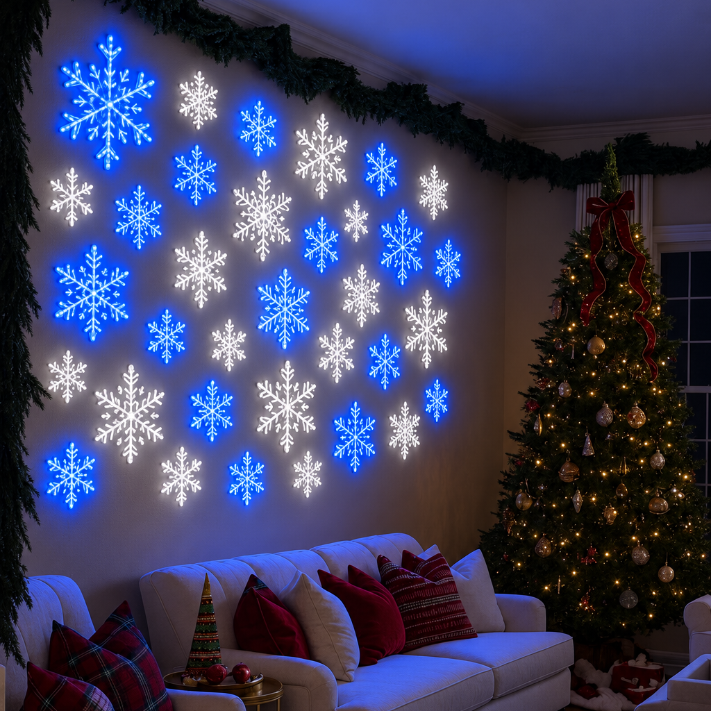 Festive Snowflake Wall Lights for a Modern Christmas Festive Snowflake Wall Lights for a Modern Christmas — Christmas Fairy Lights Wall