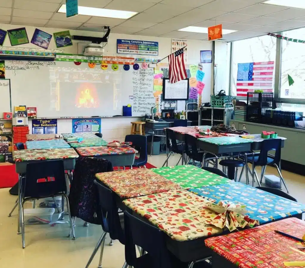 Festively Wrapped Desks Festively Wrapped Desks — Christmas Classroom Decor