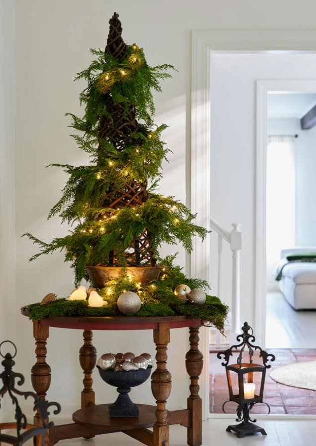 Tabletop Cedar Branch and Moss Christmas Tree — Alternative Christmas Trees