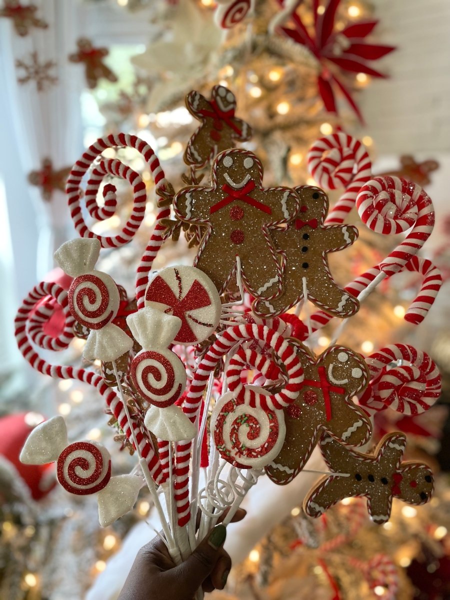 Whimsical Bouquet with Candy Cane Picks — Candy Cane Christmas Decor