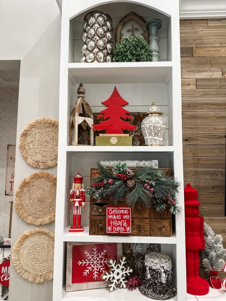 Traditional Tall Shelving Unit with Nutcracker Traditional Tall Shelving Unit with Nutcracker — Christmas Shelf Decor