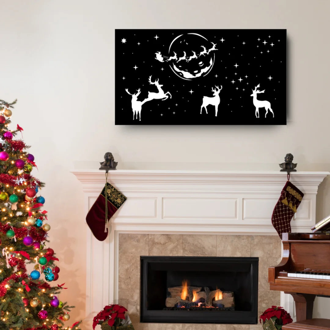 Modern Metal Santa Sleigh Wall Art Modern Metal Santa Sleigh Wall Art — Christmas Wall Decor