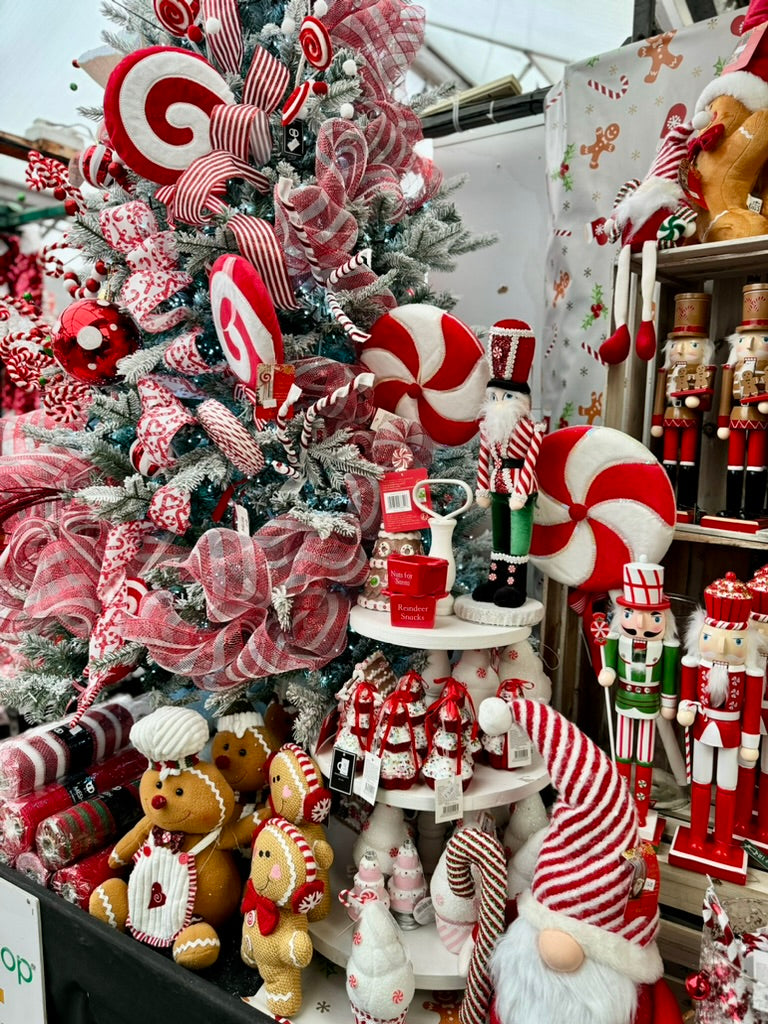 Retail Display Featuring Candy-Themed Christmas Tree — Candy Cane Christmas Decor