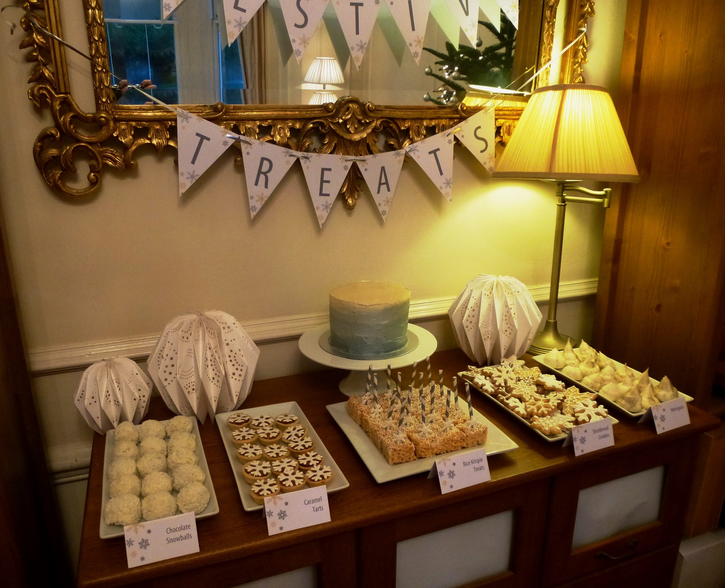 Sophisticated Ombre Cake and Snowflake Cookies — Christmas Dessert Table